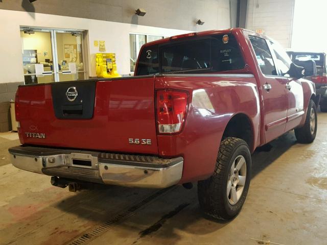 1N6BA07A26N501971 - 2006 NISSAN TITAN XE RED photo 4