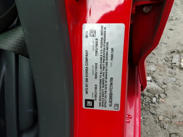 KL8CB6S91FC794769 - 2015 CHEVROLET SPARK LS RED photo 10