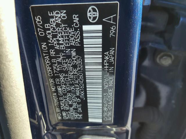 JTKKT624260132357 - 2006 TOYOTA SCION XA BLUE photo 10