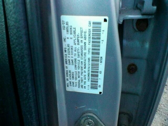 1HGCM56797A121585 - 2007 HONDA ACCORD EX SILVER photo 10