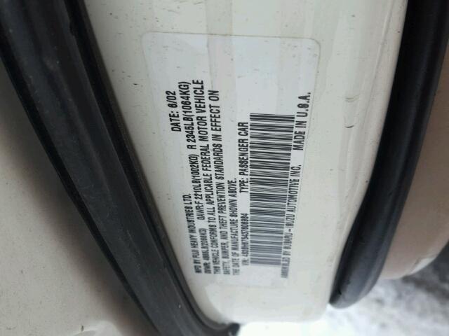 4S3BH675437606984 - 2003 SUBARU LEGACY OUT WHITE photo 10