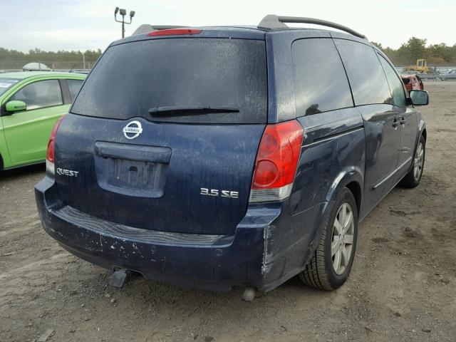 5N1BV28U56N115424 - 2006 NISSAN QUEST S BLUE photo 4