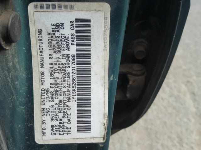 1Y1SK5266TZ017088 - 1996 GEO PRIZM BASE მწვანე ფოტო 10