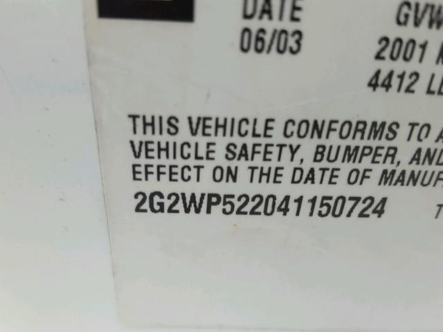 2G2WP522041150724 - 2004 PONTIAC GRAND PRIX WHITE photo 10