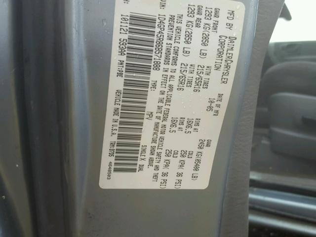 1D4GP45R86B571888 - 2006 DODGE CARAVAN SX BLUE photo 10