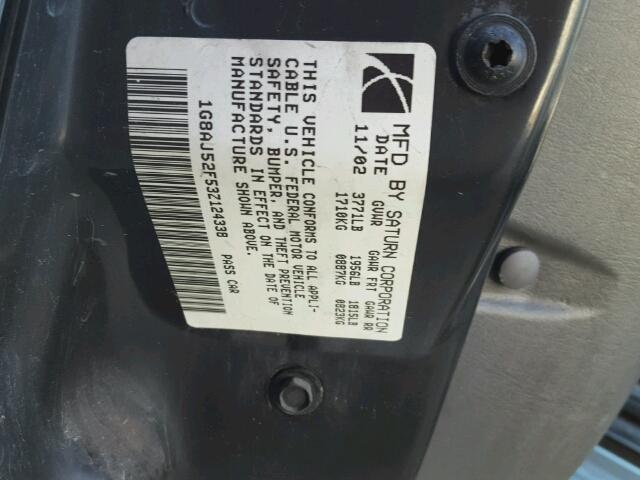 1G8AJ52F53Z124338 - 2003 SATURN ION LEVEL BLUE photo 10