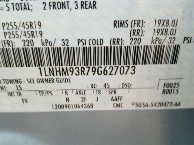 1LNHM93R79G627073 - 2009 LINCOLN MKS BLUE photo 10