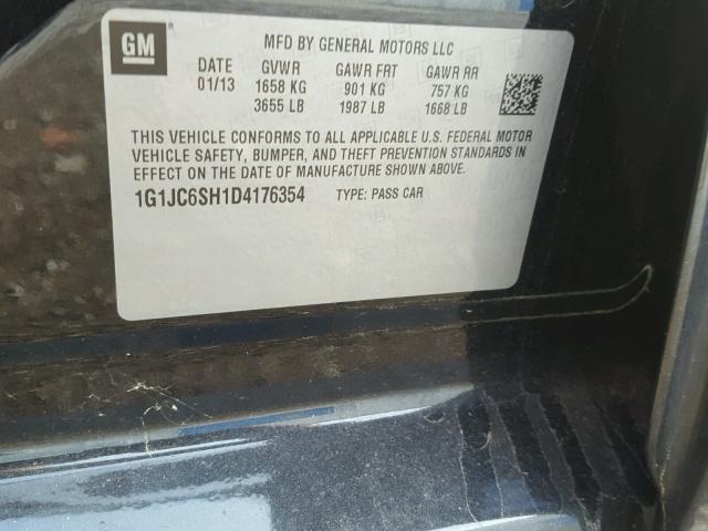 1G1JC6SH1D4176354 - 2013 CHEVROLET SONIC LT 黑色 照片 10