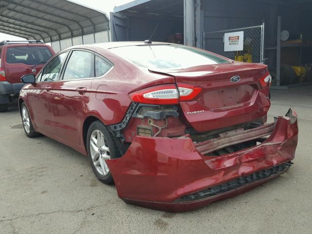 3FA6P0H73DR283447 - 2013 FORD FUSION SE RED photo 3