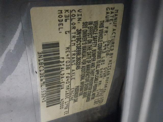 3N1BC13E69L353245 - 2009 NISSAN VERSA S SILVER photo 10