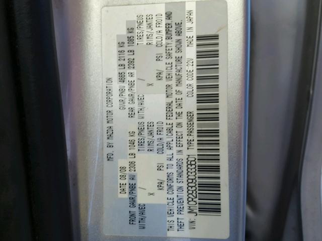 JM1CR293090333601 - 2009 MAZDA 5 SILVER photo 10