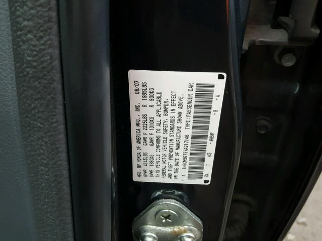 1HGCM56737A217146 - 2007 HONDA ACCORD EX CHARCOAL photo 10