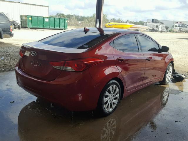 5NPDH4AE7DH192327 - 2013 HYUNDAI ELANTRA GL RED photo 4