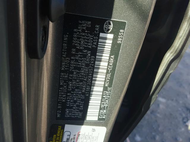 4T1BF30K84U572499 - 2004 TOYOTA CAMRY LE ნაცრისფერი ფოტო 10