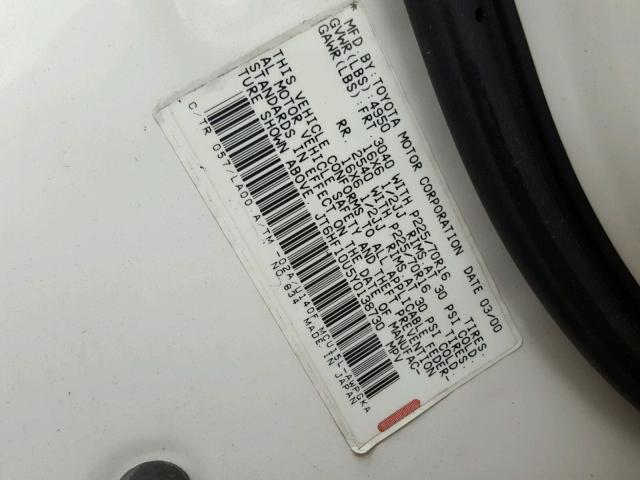 JT6HF10U5Y0138730 - 2000 LEXUS RX 300 WHITE photo 10