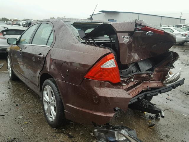 3FAHP0HA1CR203887 - 2012 FORD FUSION SE MAROON photo 3