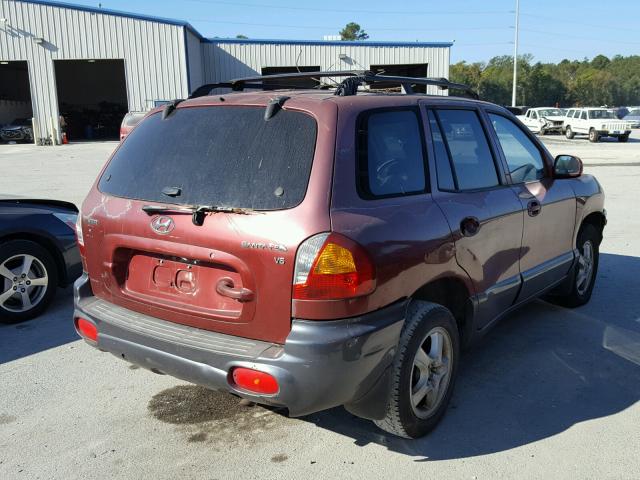 KM8SC13D92U242605 - 2002 HYUNDAI SANTA FE G RED photo 4