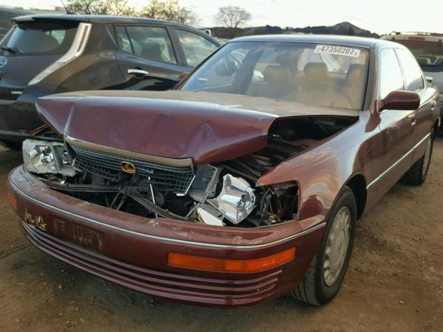 JT8UF11E0N0099375 - 1992 LEXUS LS 400 RED photo 2