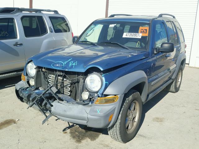 1J4GK48K35W564777 - 2005 JEEP LIBERTY SP BLUE photo 2