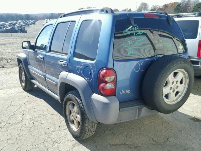 1J4GK48K35W564777 - 2005 JEEP LIBERTY SP BLUE photo 3