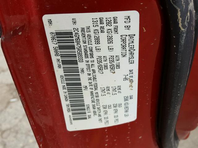 2C4GM68475R589333 - 2005 CHRYSLER PACIFICA T RED photo 10