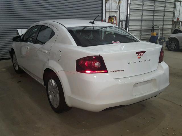 1C3CDZAB8DN591763 - 2013 DODGE AVENGER SE WHITE photo 3