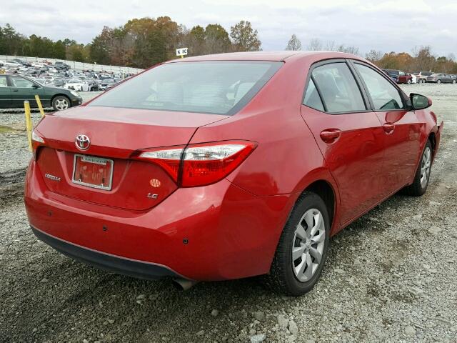 2T1BURHE1EC079628 - 2014 TOYOTA COROLLA L RED photo 4