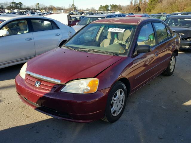 2HGES16532H598027 - 2002 HONDA CIVIC LX RED photo 2