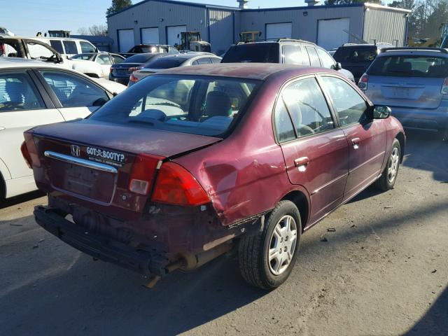 2HGES16532H598027 - 2002 HONDA CIVIC LX RED photo 4