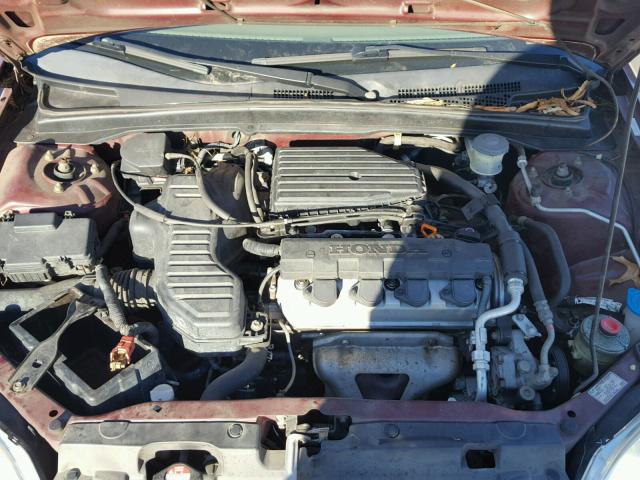 2HGES16532H598027 - 2002 HONDA CIVIC LX RED photo 7