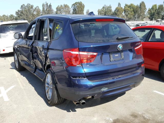 5UXWZ7C37H0V87290 - 2017 BMW X3 SDRIVE2 BLUE photo 3