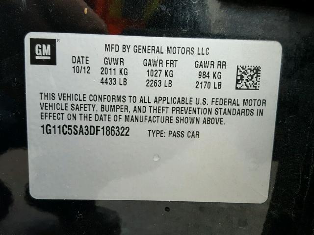 1G11C5SA3DF186322 - 2013 CHEVROLET MALIBU 1LT 蓝色 照片 10