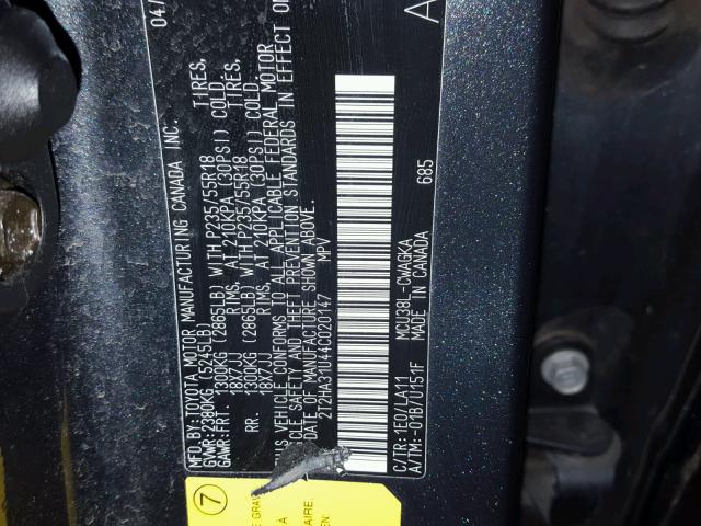 2T2HA31U44C020147 - 2004 LEXUS RX 330 CHARCOAL photo 10