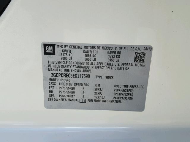 3GCPCREC5EG217690 - 2014 CHEVROLET SILVERADO CREAM photo 10