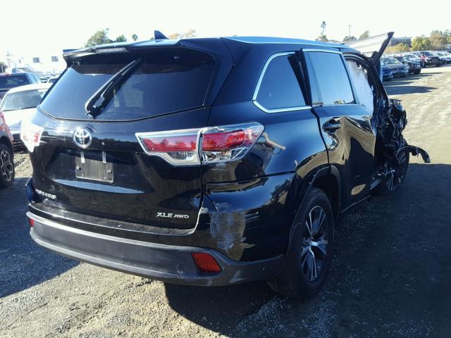 5TDJKRFH2GS256907 - 2016 TOYOTA HIGHLANDER BLACK photo 4