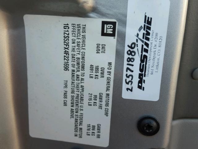 1G1ZS52FX4F221696 - 2004 CHEVROLET MALIBU SILVER photo 10