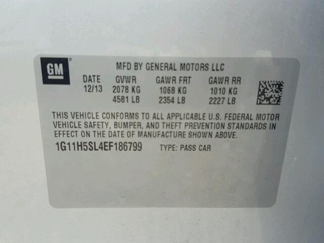 1G11H5SL4EF186799 - 2014 CHEVROLET MALIBU LTZ 银色 照片 10