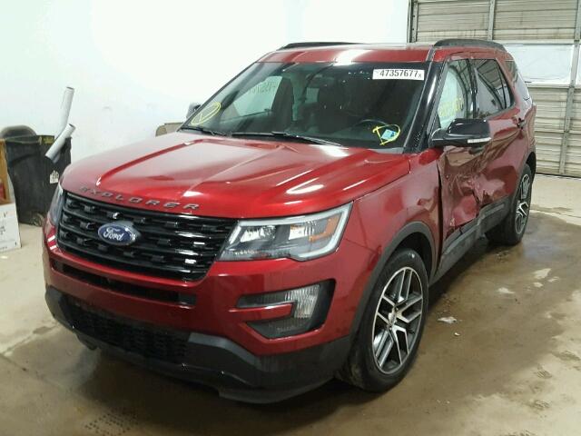 1FM5K8GT6GGA33743 - 2016 FORD EXPLORER S RED photo 2