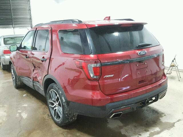 1FM5K8GT6GGA33743 - 2016 FORD EXPLORER S RED photo 3