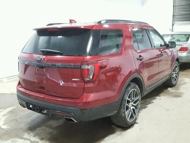 1FM5K8GT6GGA33743 - 2016 FORD EXPLORER S RED photo 4