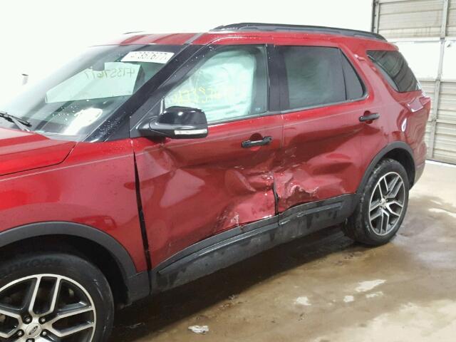 1FM5K8GT6GGA33743 - 2016 FORD EXPLORER S RED photo 9