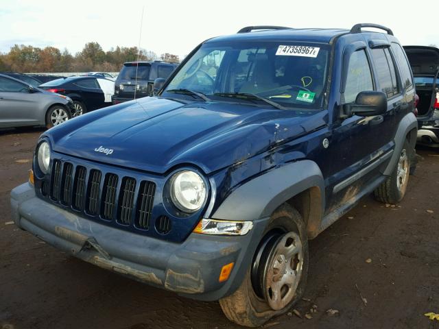 1J4GL48K95W681020 - 2005 JEEP LIBERTY SP BLUE photo 2