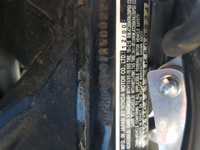 JH2RC44131K500224 - 2001 HONDA VT750 DC BLACK photo 10