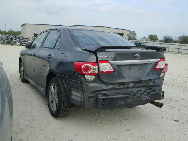 2T1BU4EE4BC628502 - 2011 TOYOTA COROLLA CHARCOAL photo 3