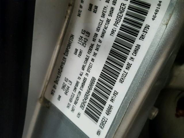 2B3HD46R94H600880 - 2004 DODGE INTREPID S Gümüş foto 10