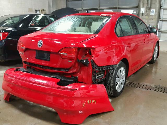 3VWD07AJ3EM416739 - 2014 VOLKSWAGEN JETTA SE RED photo 4