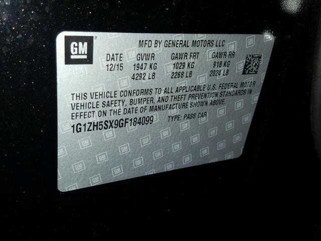 1G1ZH5SX9GF184099 - 2016 CHEVROLET MALIBU PRE BLACK photo 10