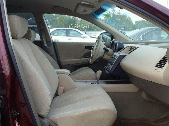 JN8AZ08TX5W307337 - 2005 NISSAN MURANO SL BURGUNDY photo 5