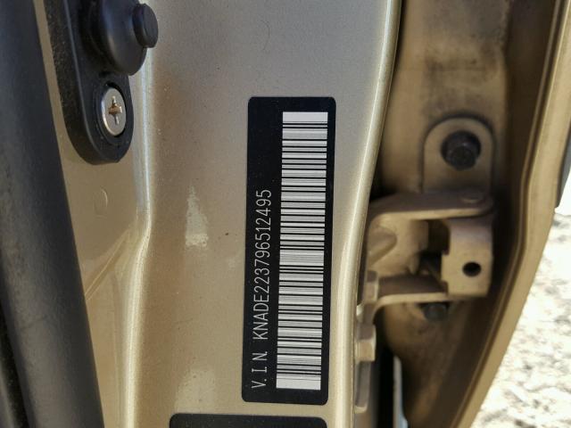 KNADE223796512495 - 2009 KIA RIO BASE TAN photo 10