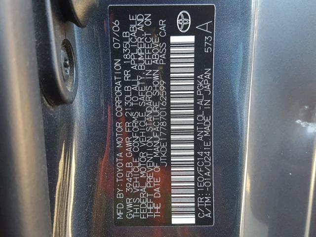 JTKDE177870162599 - 2007 TOYOTA SCION TC 黑色 照片 10